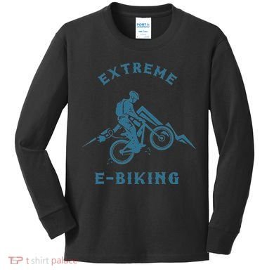 Extreme E Biking E Bike Ebike Bike Electric Bicycle Gift Kids Long Sleeve Shirt