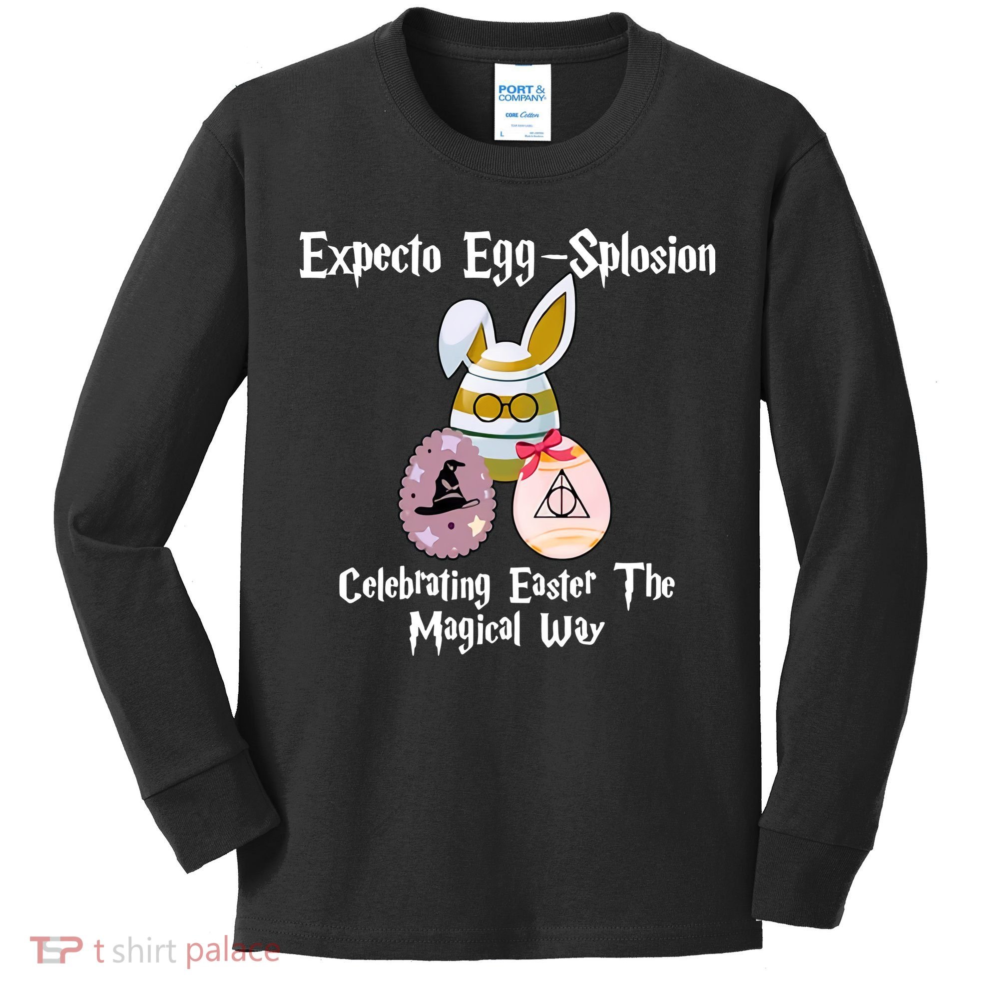 Expecto Eggsplosion Celebrating Easter The Magical Way Potter Easter Kids Long Sleeve Shirt