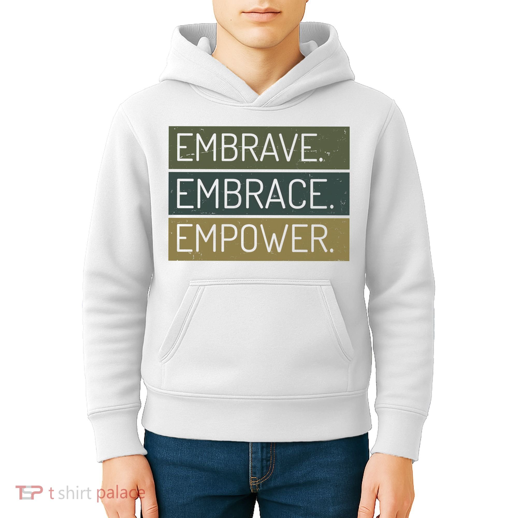 Embrave Embrace Empower Quote Kids Hoodie