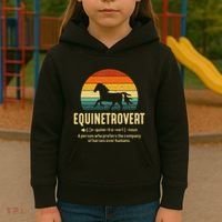 Equinetrovert Equestrian Equine Introvert Kids Hoodie thumb 3