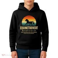 Equinetrovert Equestrian Equine Introvert Kids Hoodie thumb 4