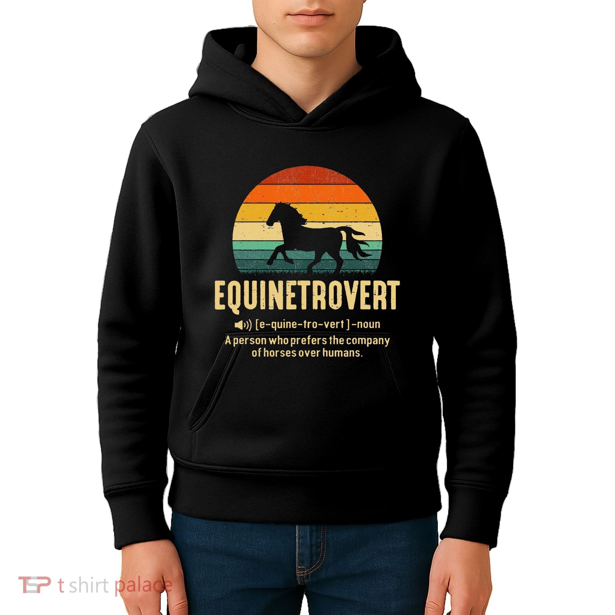 Equinetrovert Equestrian Equine Introvert Kids Hoodie