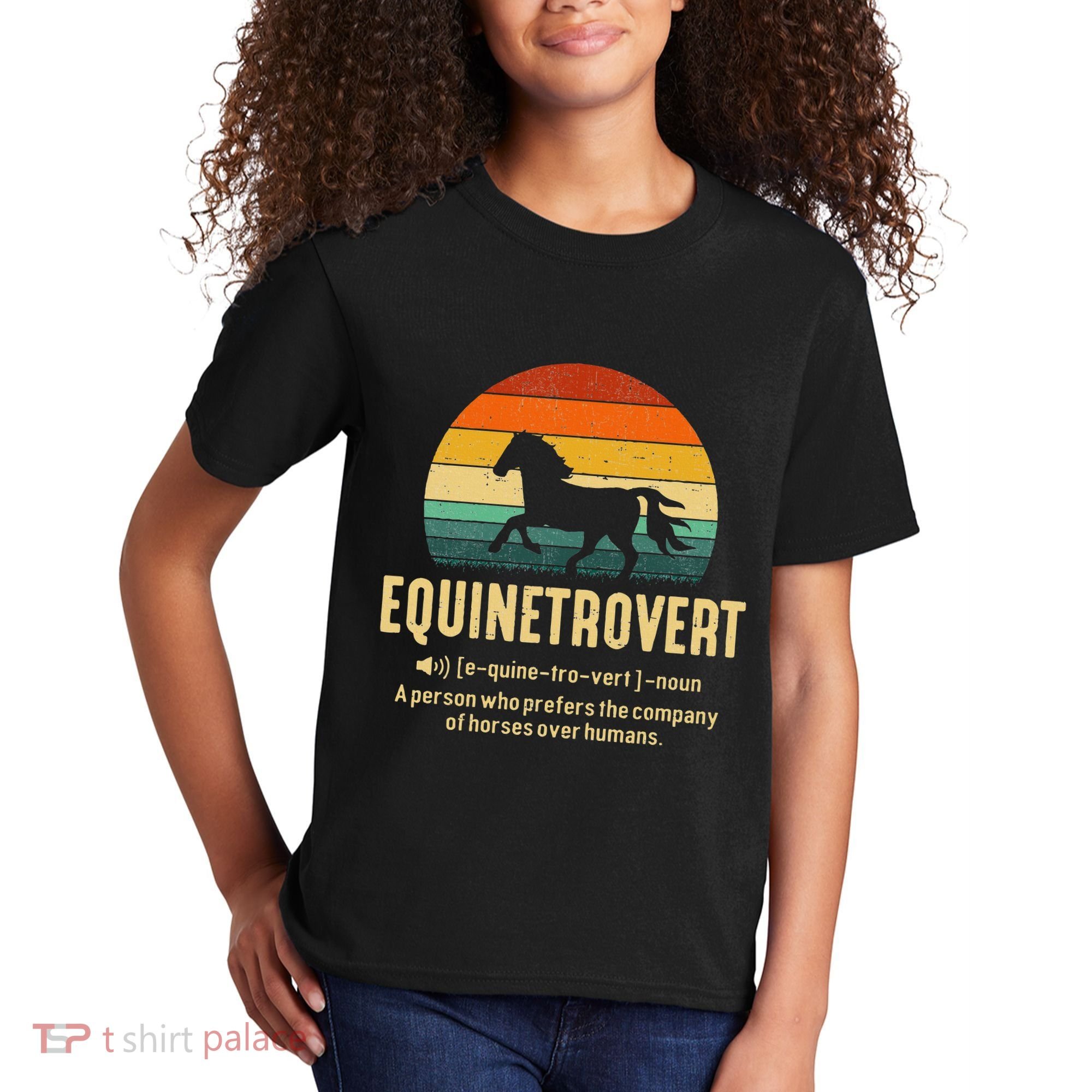 Equinetrovert Equestrian Equine Introvert Kids T-Shirt