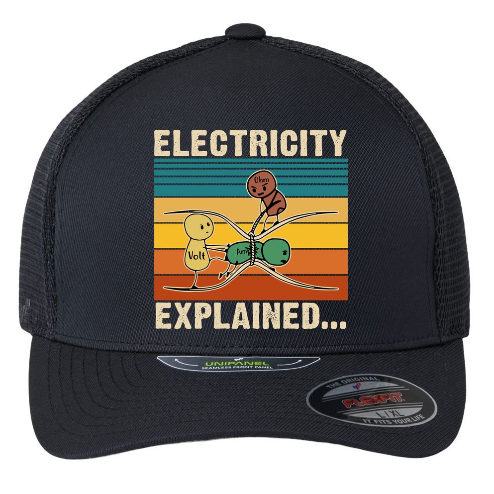 Electricity Explained Flexfit Unipanel Trucker Cap