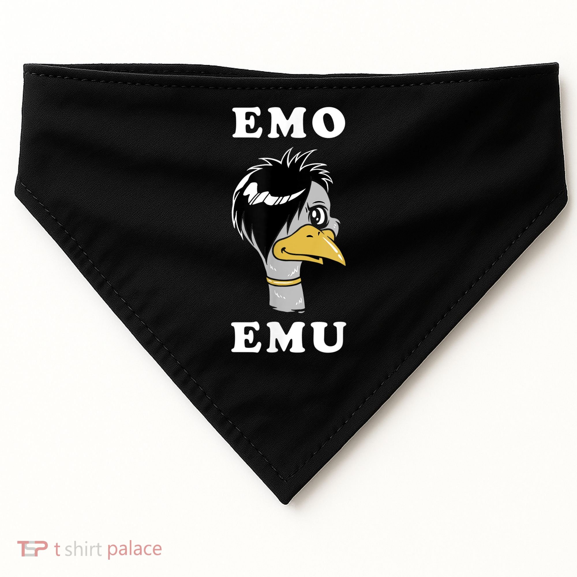 Emo Emu Funny Metal Goth Emu Bird USA-Made Doggie Bandana