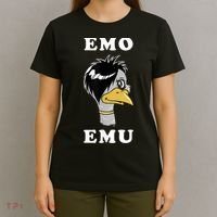 Emo Emu Funny Metal Goth Emu Bird T-Shirt thumb 4