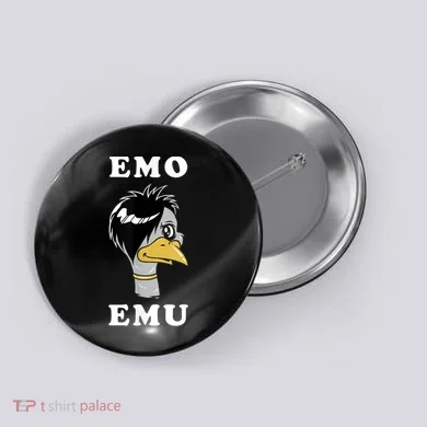 Emo Emu Funny Metal Goth Emu Bird Button