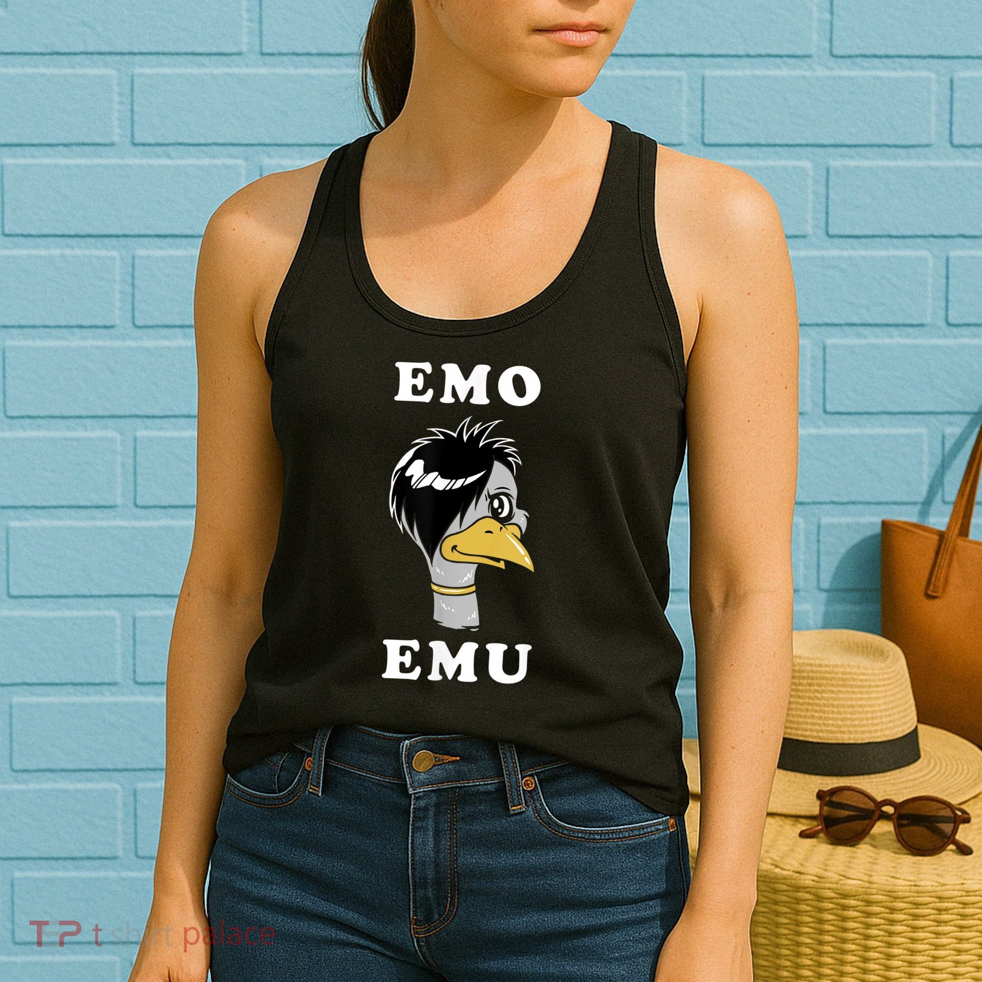 Emo Emu Funny Metal Goth Emu Bird Women's Tank Top