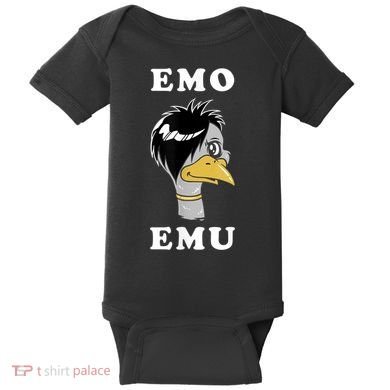 Emo Emu Funny Metal Goth Emu Bird Baby Bodysuit