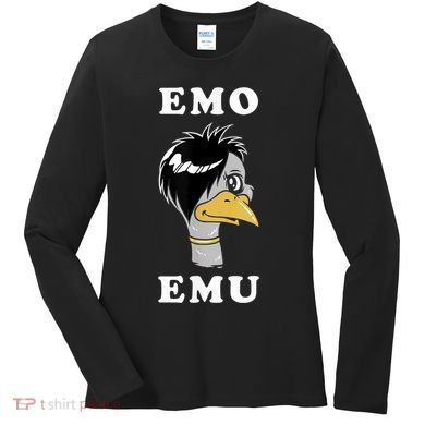 Emo Emu Funny Metal Goth Emu Bird Women's Long Sleeve Shirt