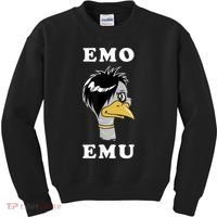 Emo Emu Funny Metal Goth Emu Bird Kids Sweatshirt thumb 0