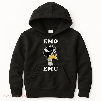 Emo Emu Funny Metal Goth Emu Bird Kids Hoodie