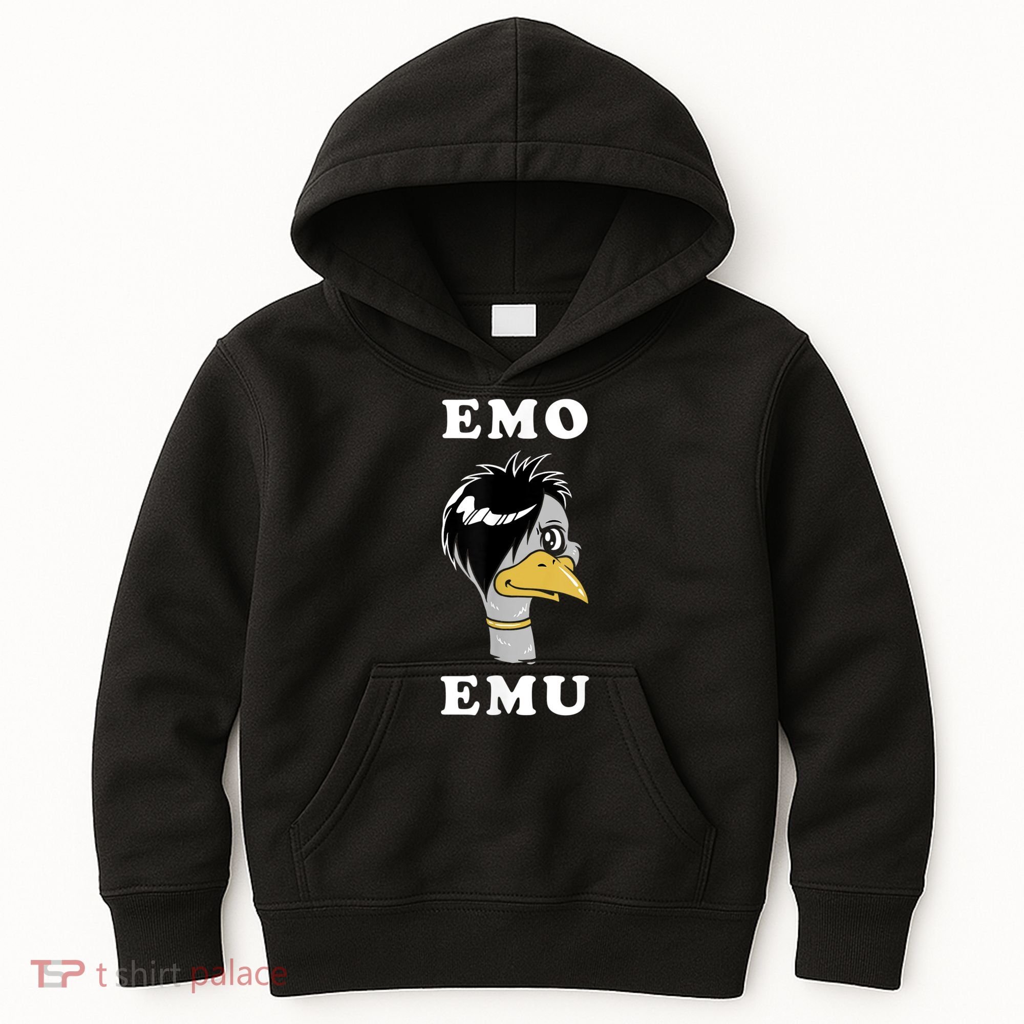 Emo Emu Funny Metal Goth Emu Bird Kids Hoodie