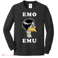 Emo Emu Funny Metal Goth Emu Bird Kids Long Sleeve Shirt thumb 0