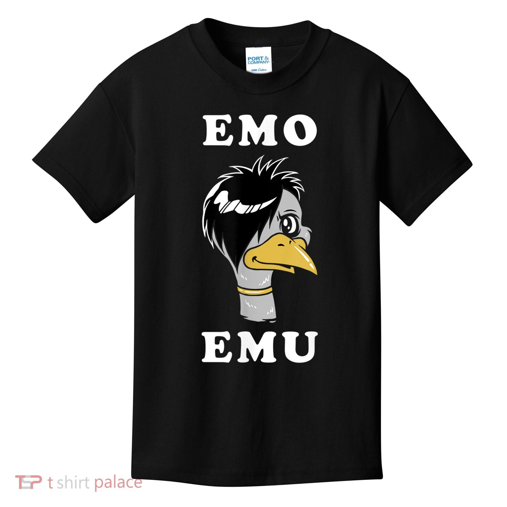 Emo Emu Funny Metal Goth Emu Bird Kids T-Shirt