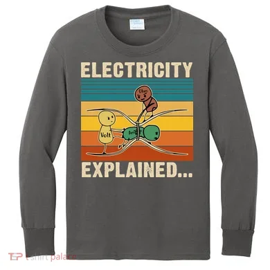 Electricity Explained Funny Gift Kids Long Sleeve Shirt