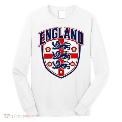 England English Flag Crest Soccer Fan Long Sleeve Shirt
