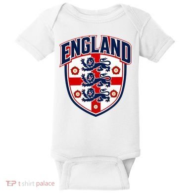 England English Flag Crest Soccer Fan Baby Bodysuit