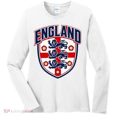 England English Flag Crest Soccer Fan Women's Long Sleeve Shirt