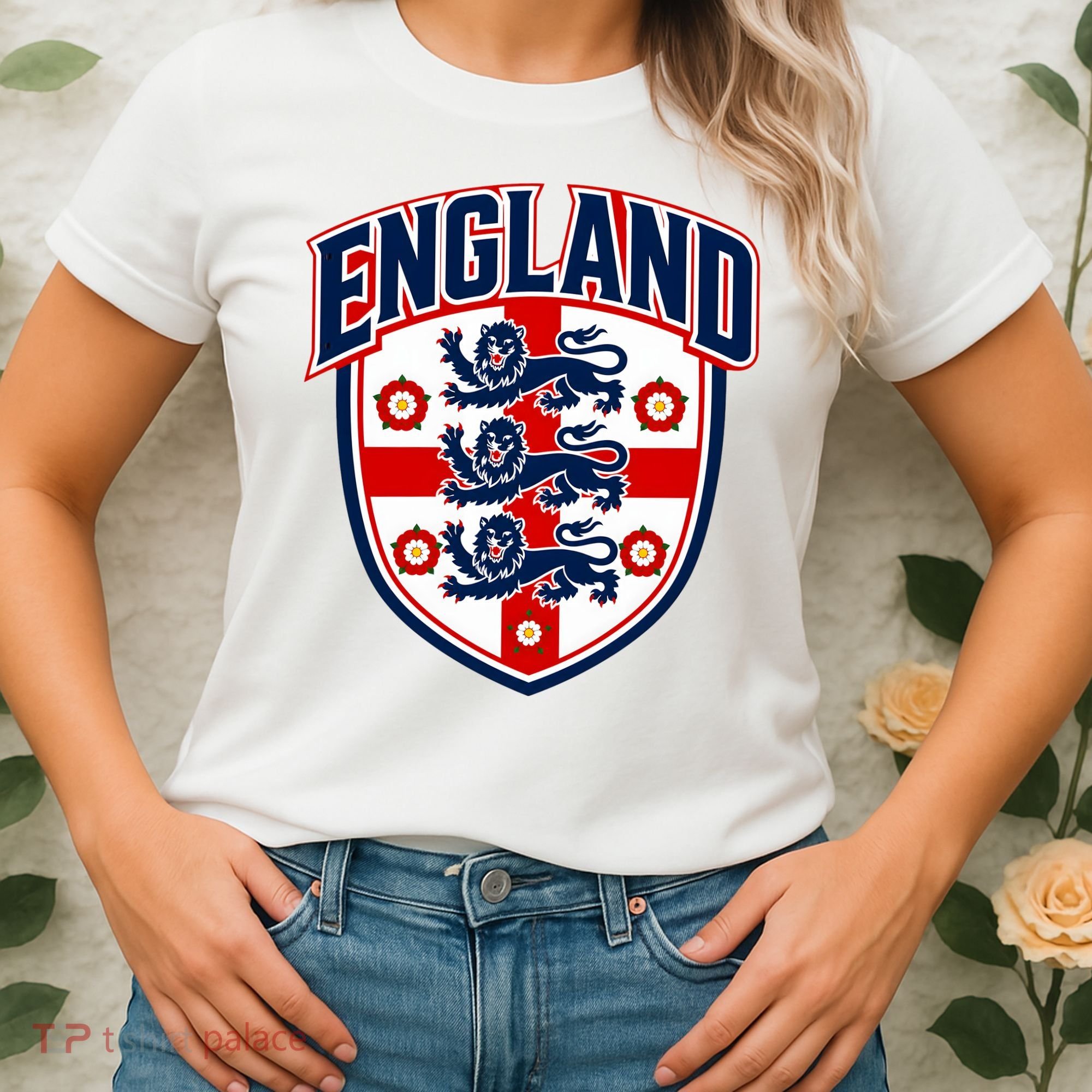 England English Flag Crest Soccer Fan Women's T-Shirt