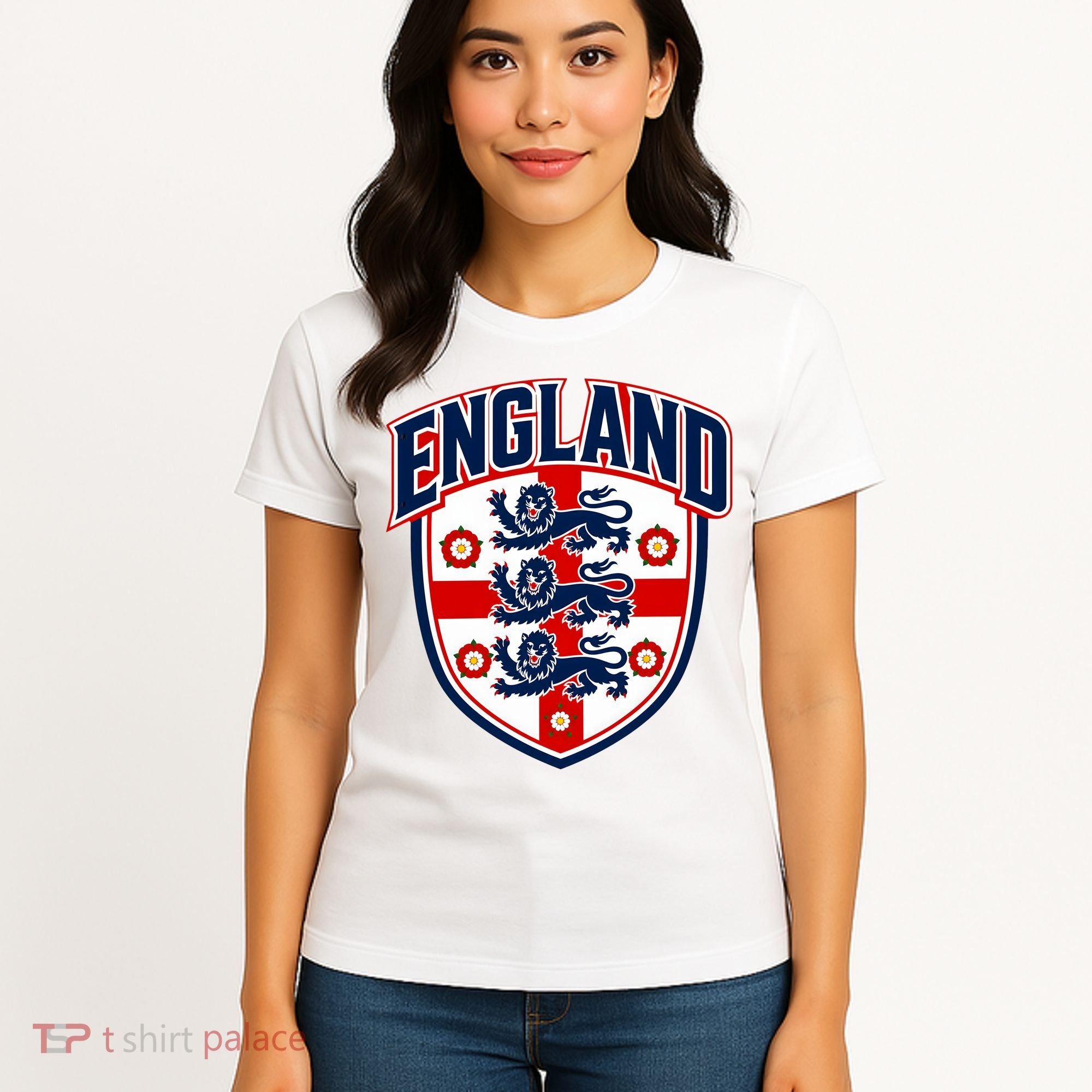 England English Flag Crest Soccer Fan Women's T-Shirt
