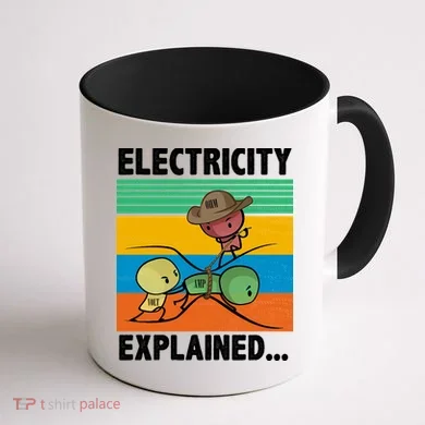 Electricity Explained Funny Coffee Mug back
