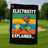 Electricity Explained Funny Golf Towel thumb 1