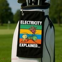 Electricity Explained Funny Golf Towel thumb 2