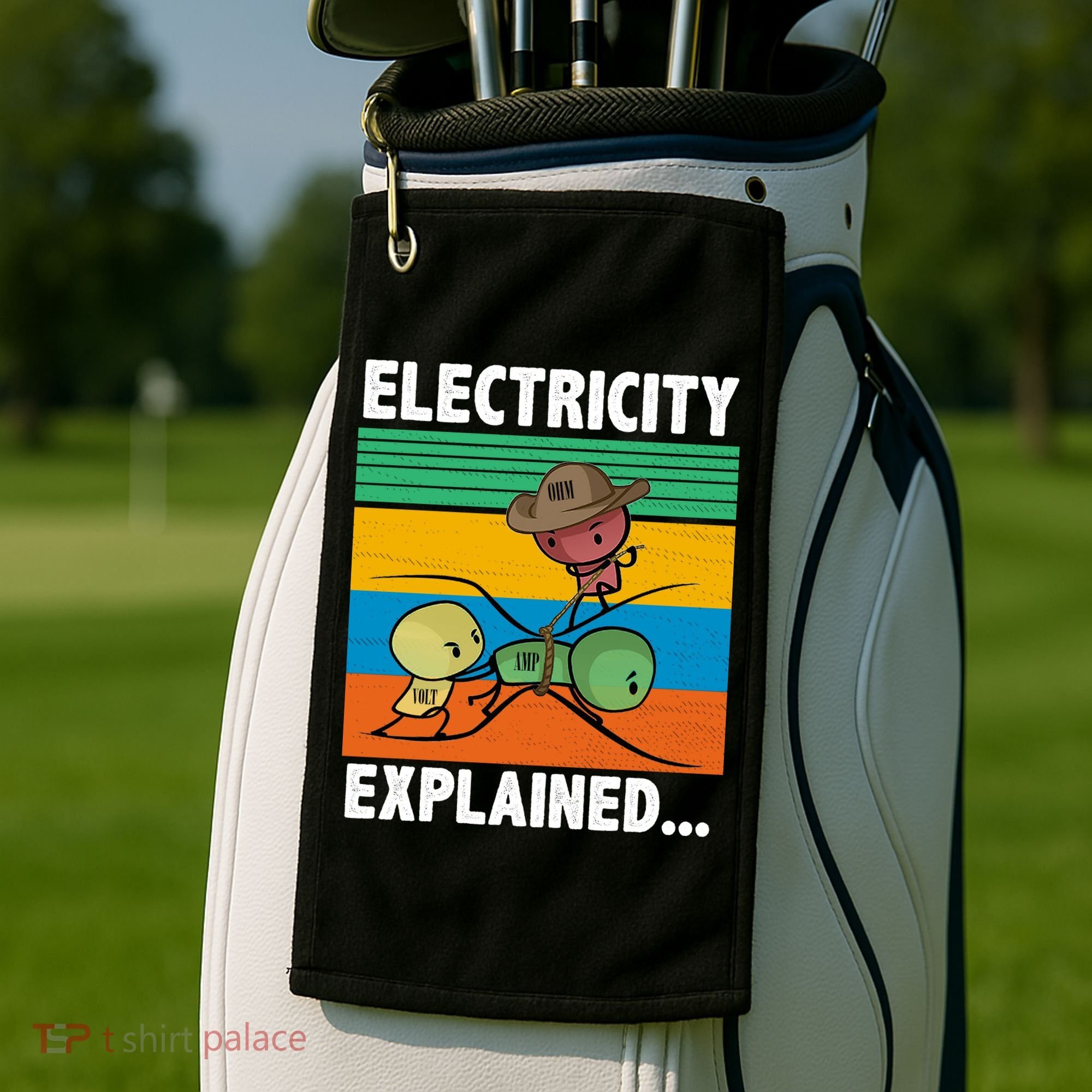 Electricity Explained Funny Golf Towel