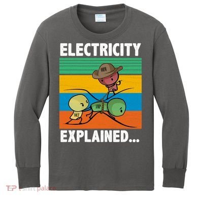 Electricity Explained Funny Kids Long Sleeve Shirt