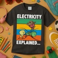 Electricity Explained Funny Kids T-Shirt thumb 3