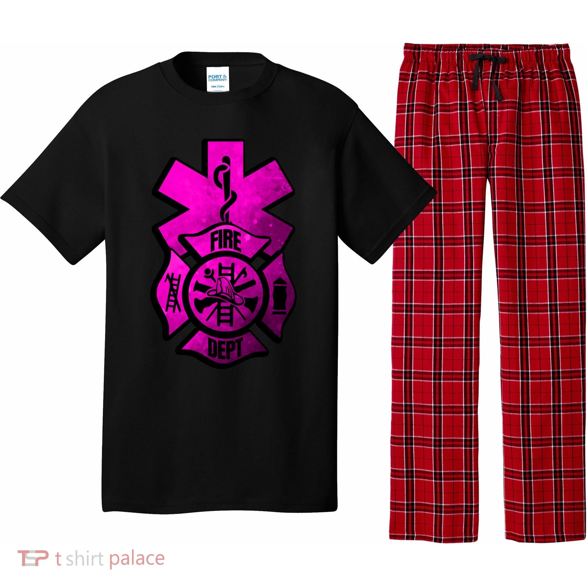 Emt Ems Fire Rescue Pink Usa Firefighter American Paramedic Gift Pajama Set