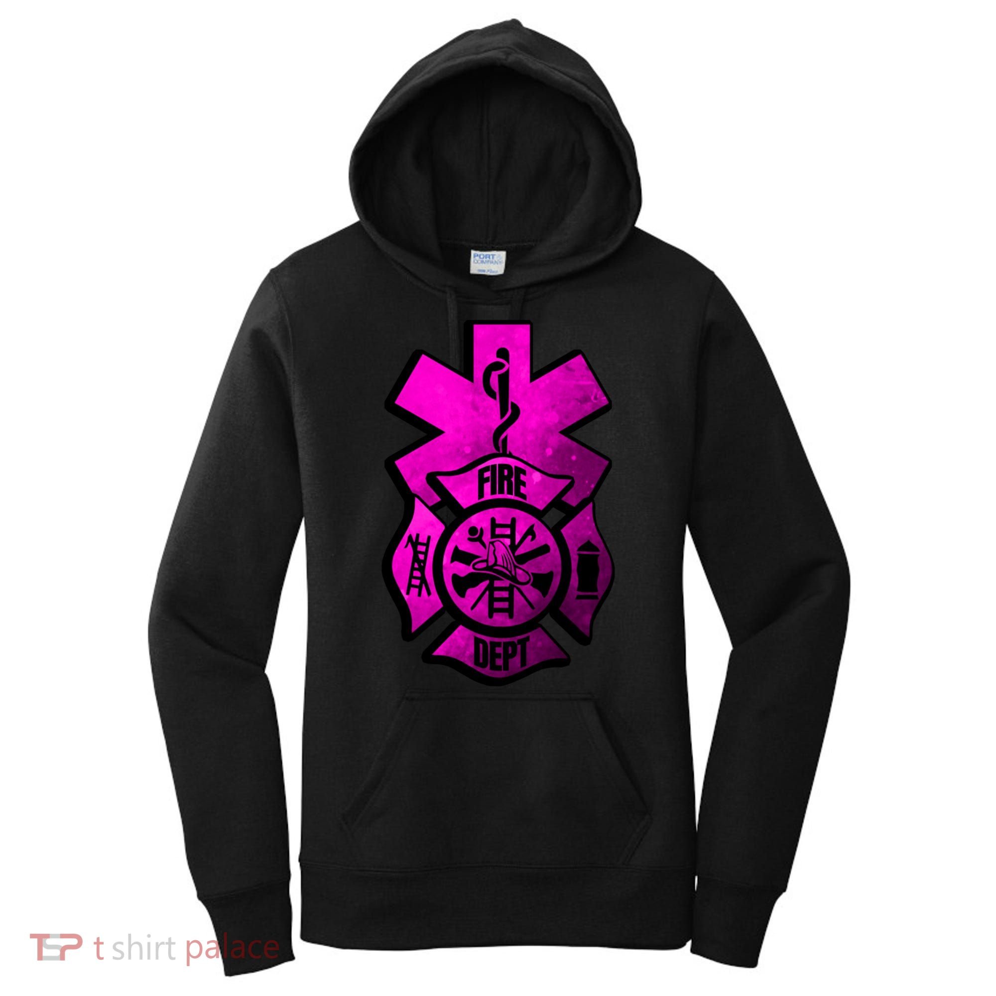 Emt Ems Fire Rescue Pink Usa Firefighter American Paramedic Gift Women's Hoodie