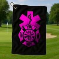 Emt Ems Fire Rescue Pink Usa Firefighter American Paramedic Gift Golf Towel thumb 1
