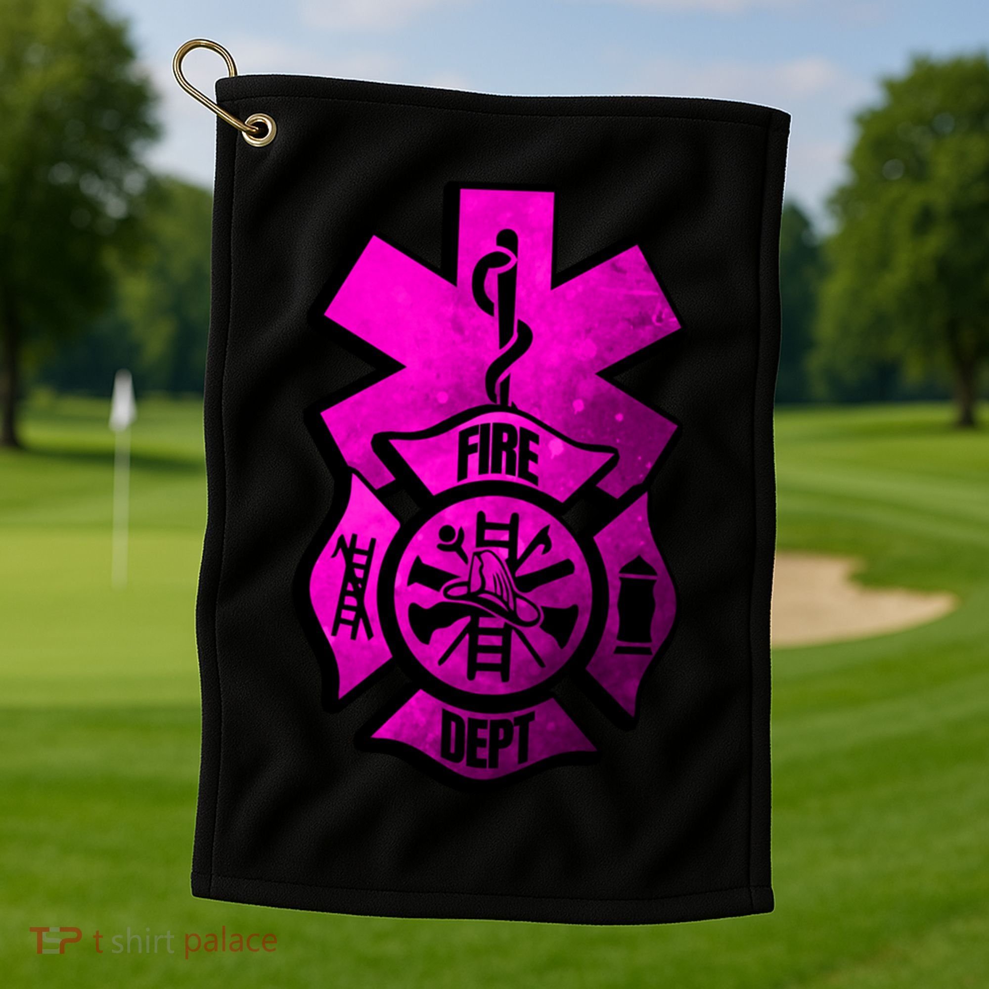 Emt Ems Fire Rescue Pink Usa Firefighter American Paramedic Gift Golf Towel