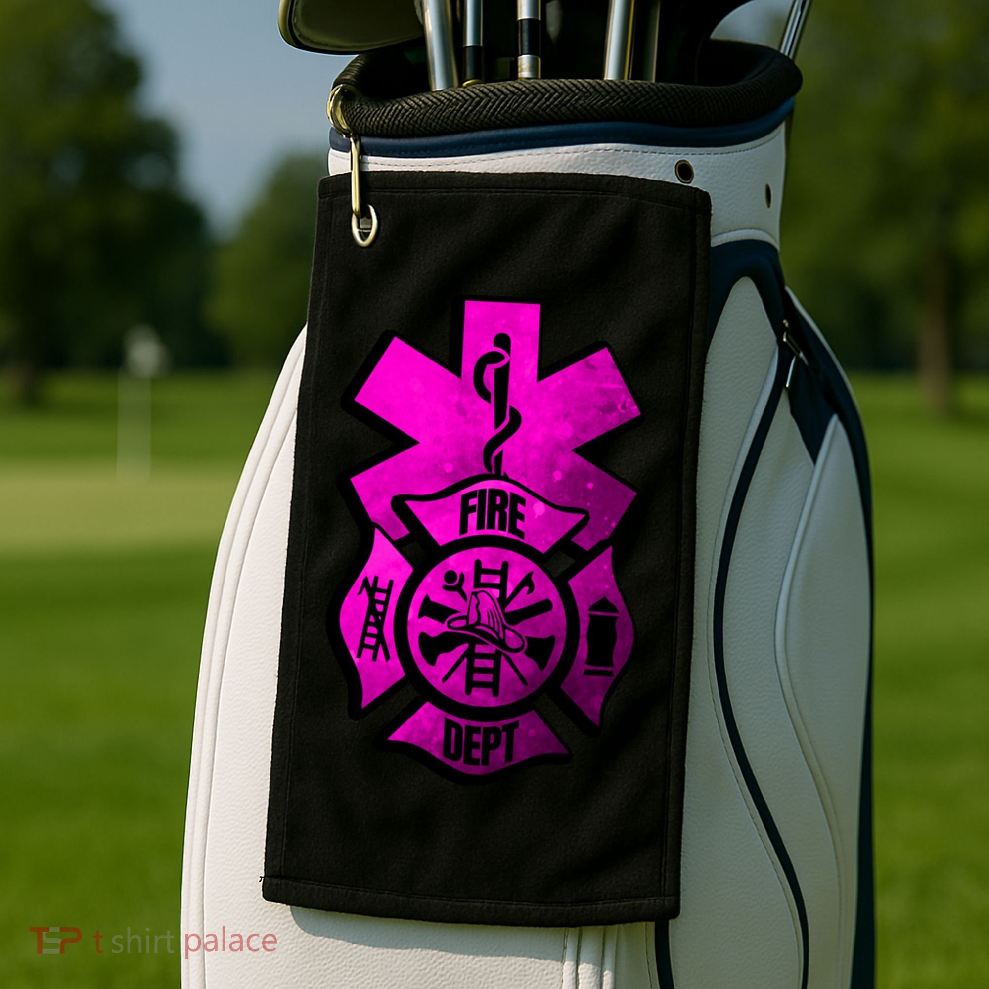 Emt Ems Fire Rescue Pink Usa Firefighter American Paramedic Gift Golf Towel