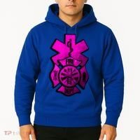 Emt Ems Fire Rescue Pink Usa Firefighter American Paramedic Gift Hoodie thumb 2