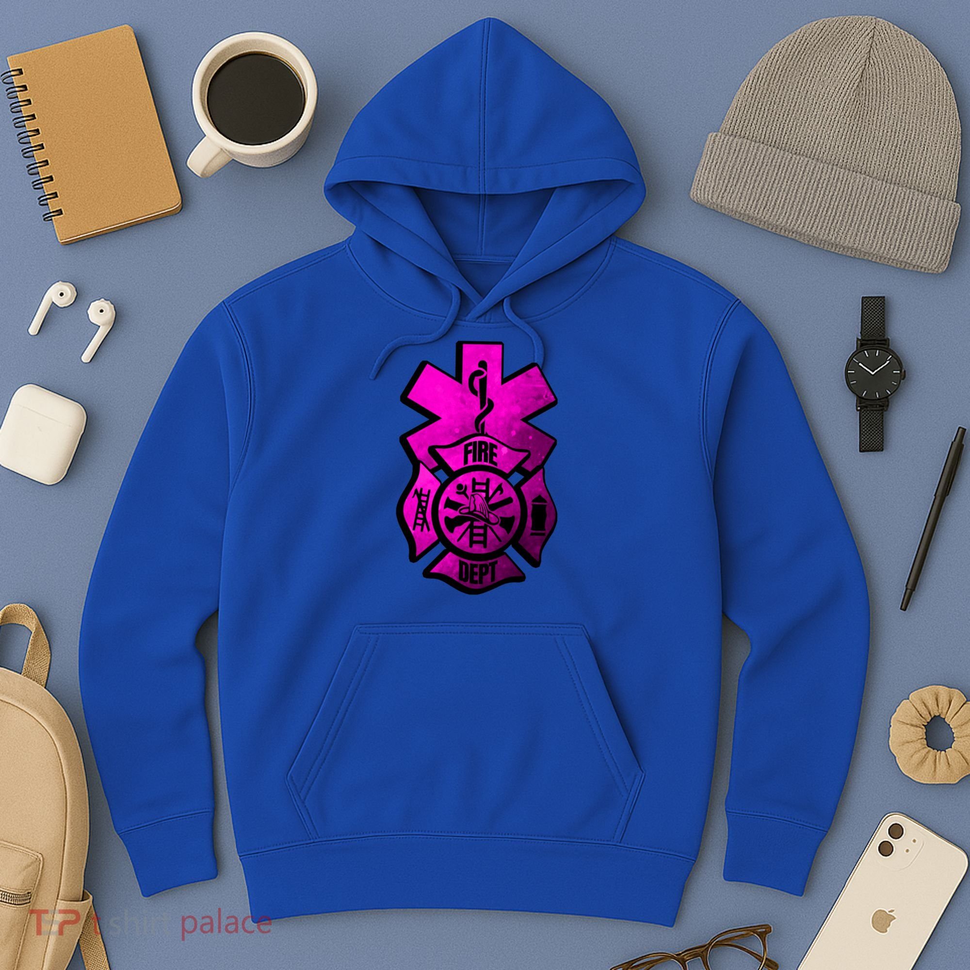 Emt Ems Fire Rescue Pink Usa Firefighter American Paramedic Gift Hoodie