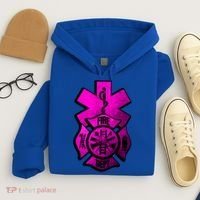 Emt Ems Fire Rescue Pink Usa Firefighter American Paramedic Gift Hoodie thumb 4