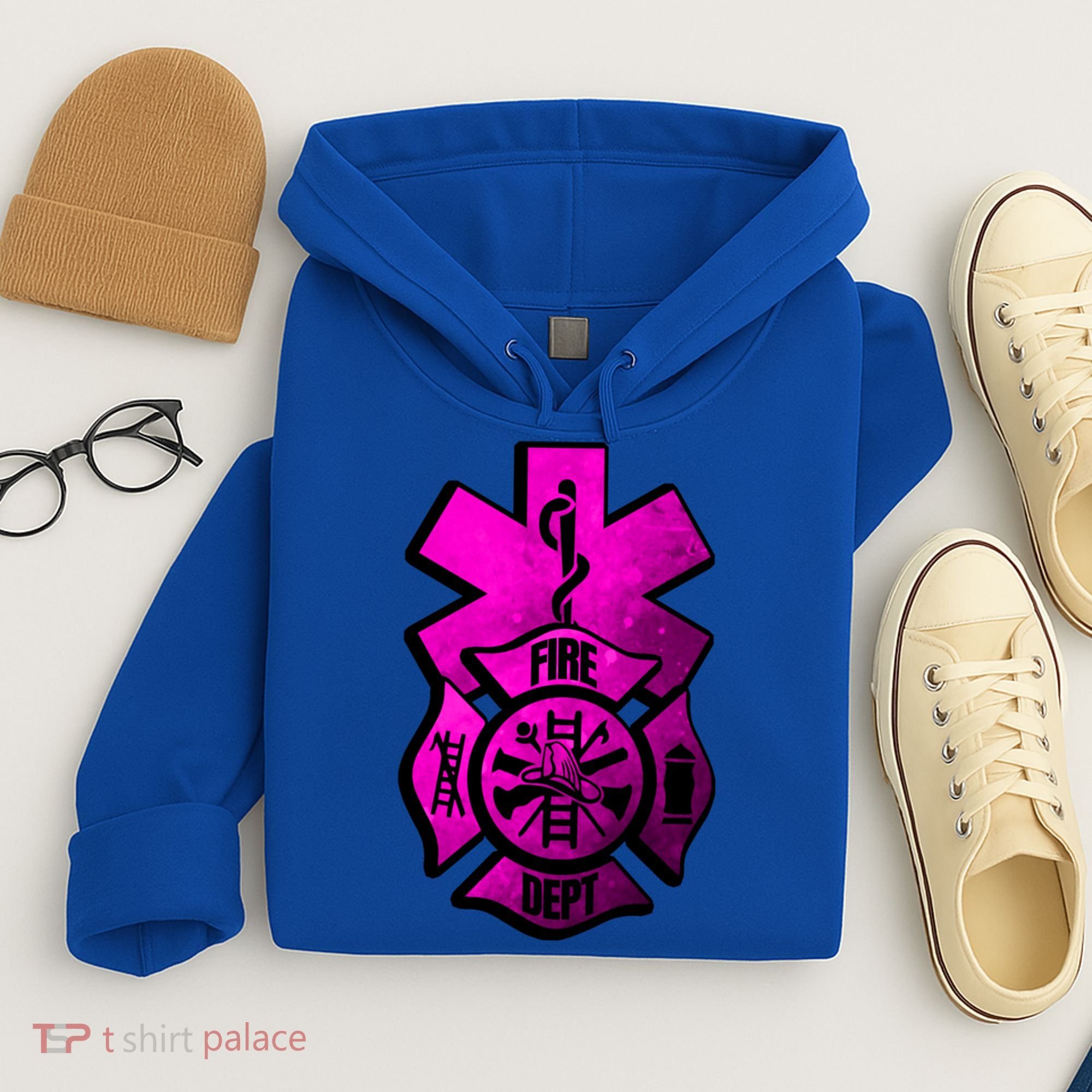 Emt Ems Fire Rescue Pink Usa Firefighter American Paramedic Gift Hoodie