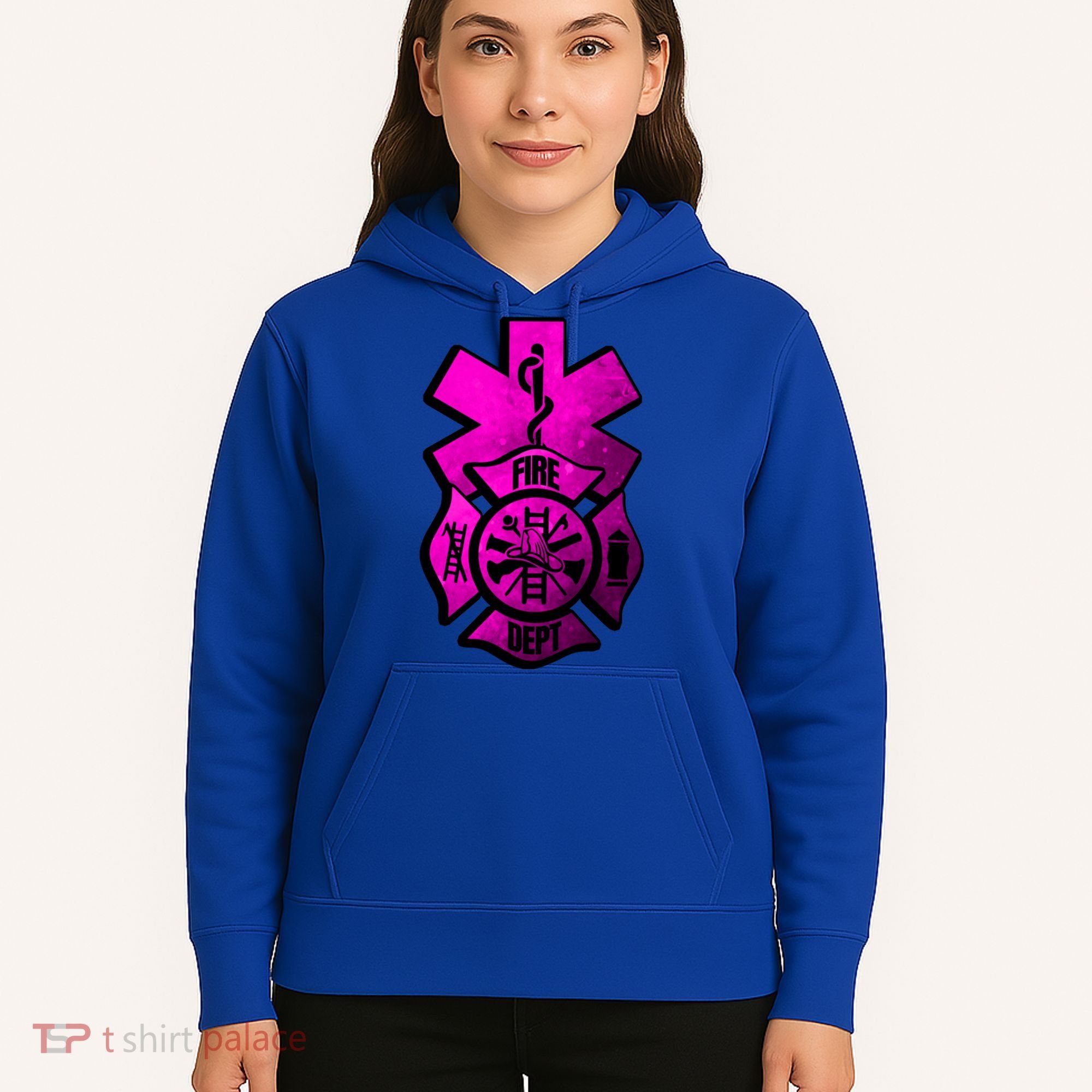 Emt Ems Fire Rescue Pink Usa Firefighter American Paramedic Gift Hoodie
