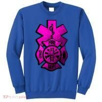 Emt Ems Fire Rescue Pink Usa Firefighter American Paramedic Gift Sweatshirt thumb 0
