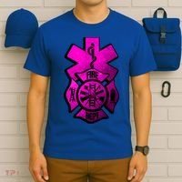 Emt Ems Fire Rescue Pink Usa Firefighter American Paramedic Gift T-Shirt thumb 6