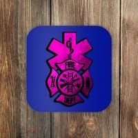 Emt Ems Fire Rescue Pink Usa Firefighter American Paramedic Gift Coaster thumb 0