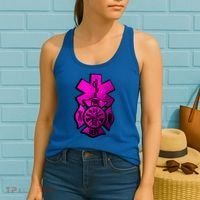Emt Ems Fire Rescue Pink Usa Firefighter American Paramedic Gift Women's Tank Top thumb 2