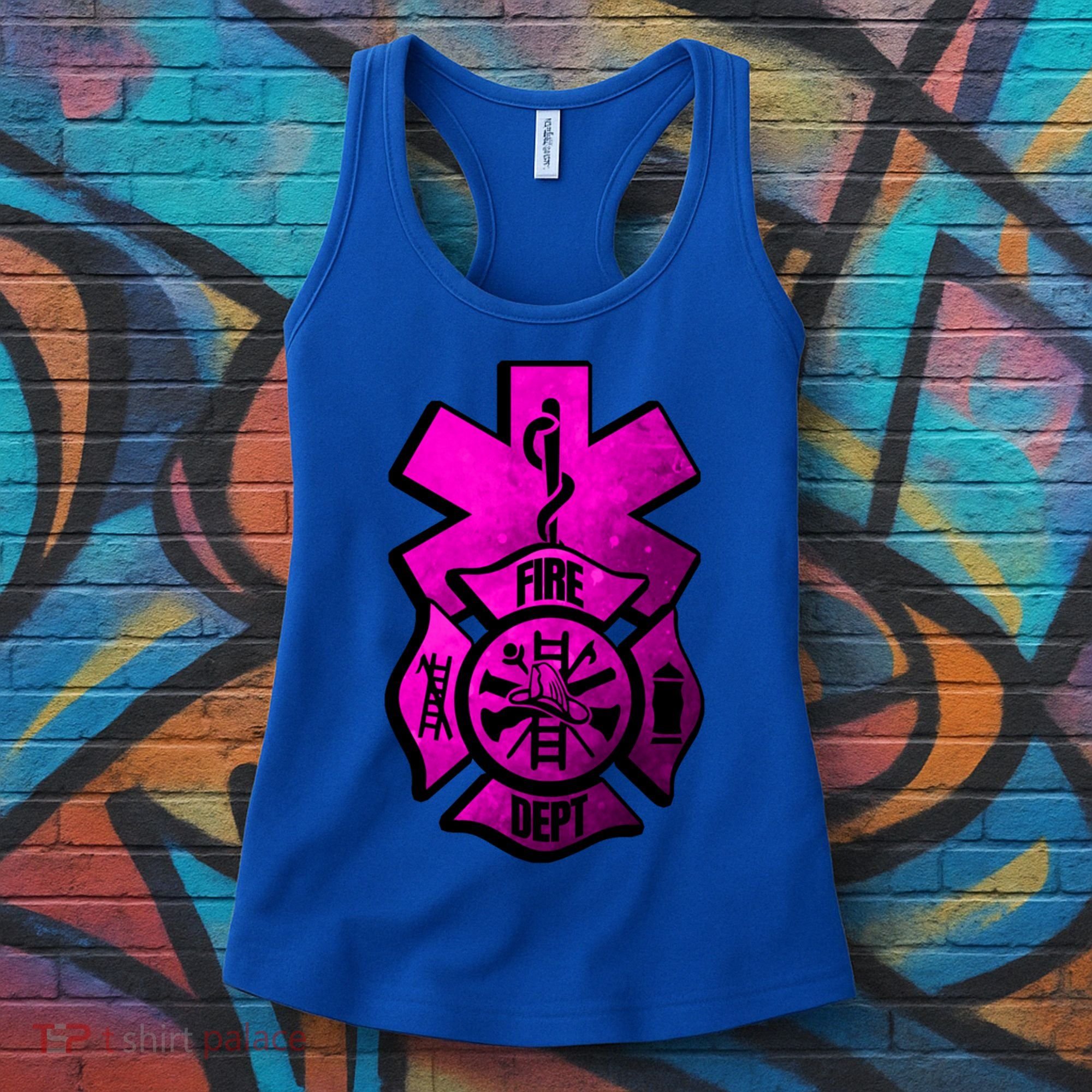 Emt Ems Fire Rescue Pink Usa Firefighter American Paramedic Gift Women's Tank Top