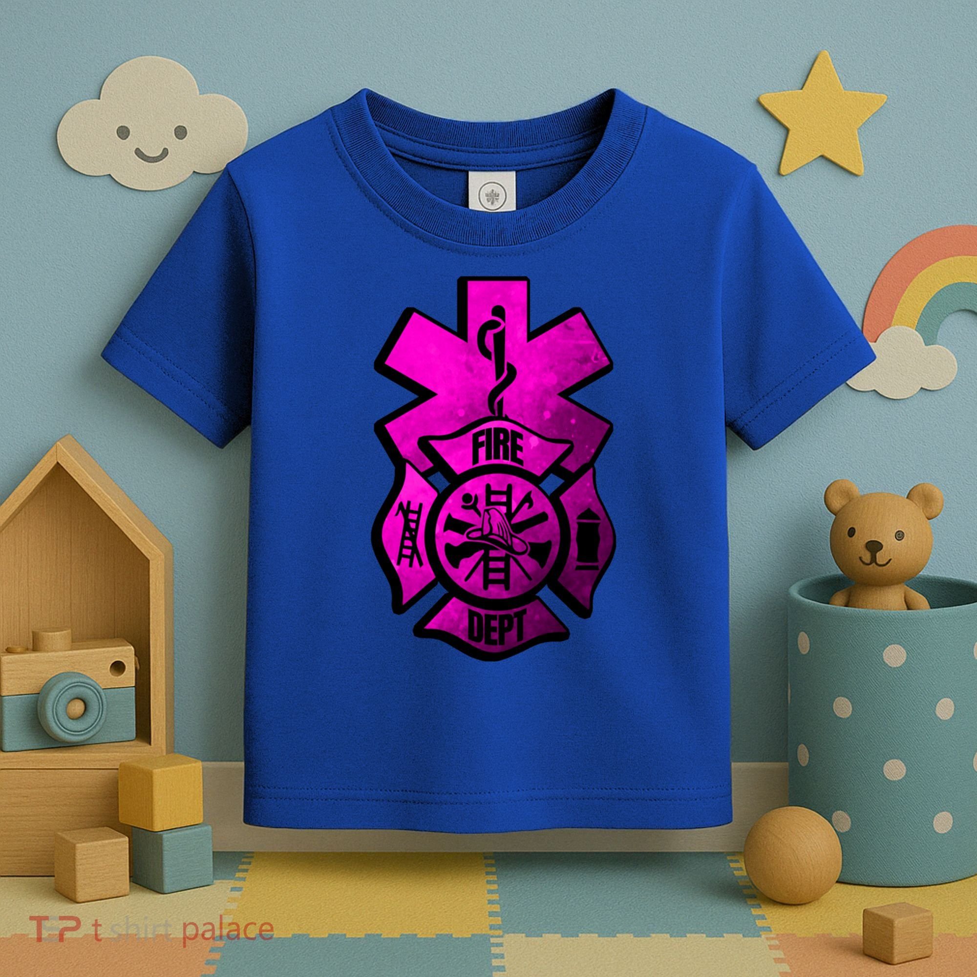 Emt Ems Fire Rescue Pink Usa Firefighter American Paramedic Gift Toddler T-Shirt