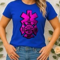 Emt Ems Fire Rescue Pink Usa Firefighter American Paramedic Gift Women's T-Shirt thumb 2