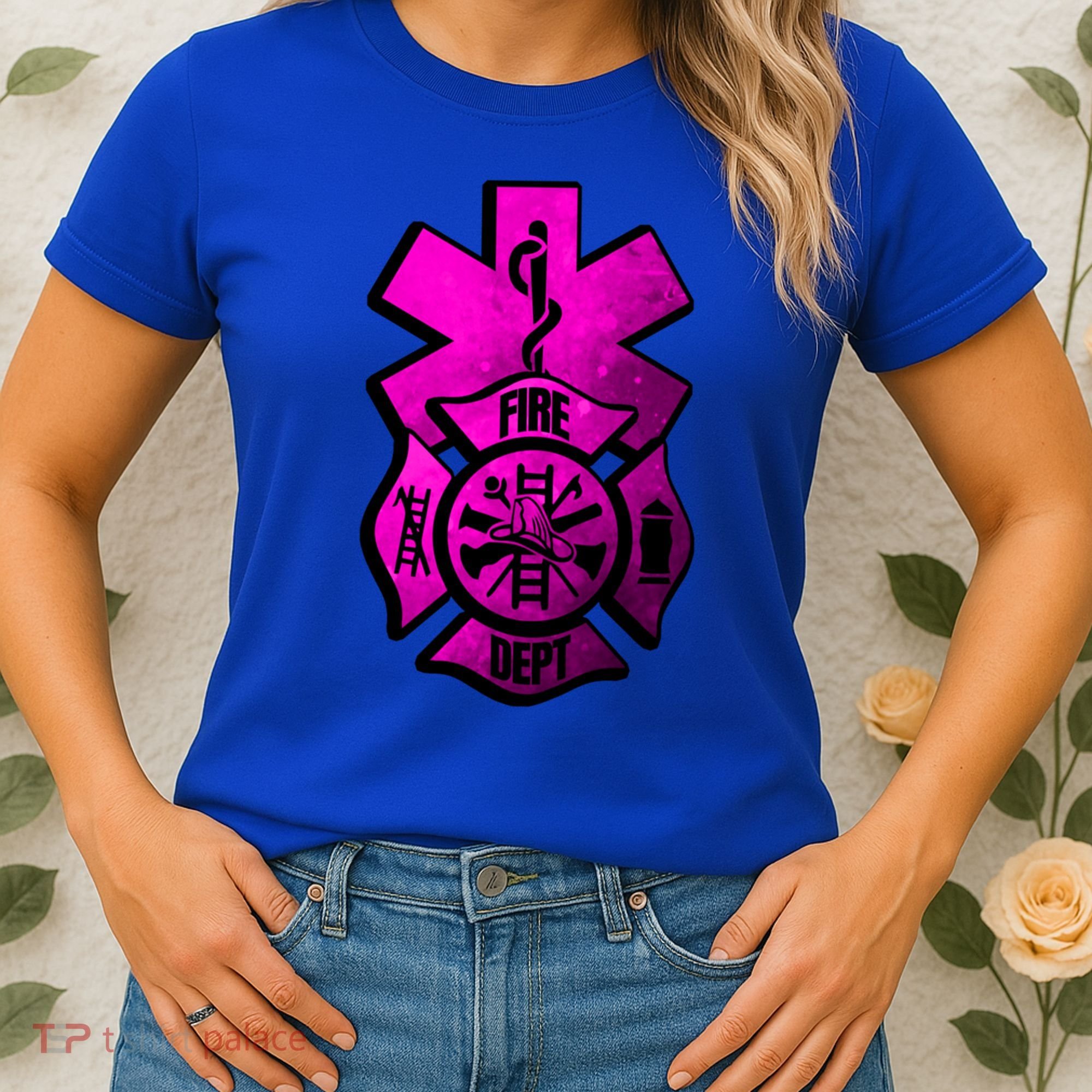 Emt Ems Fire Rescue Pink Usa Firefighter American Paramedic Gift Women's T-Shirt