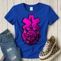 Emt Ems Fire Rescue Pink Usa Firefighter American Paramedic Gift Women's T-Shirt thumb 3